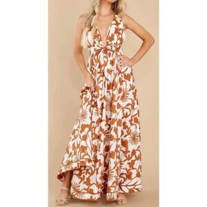 AaKaa boho floral maxi dress women's size S